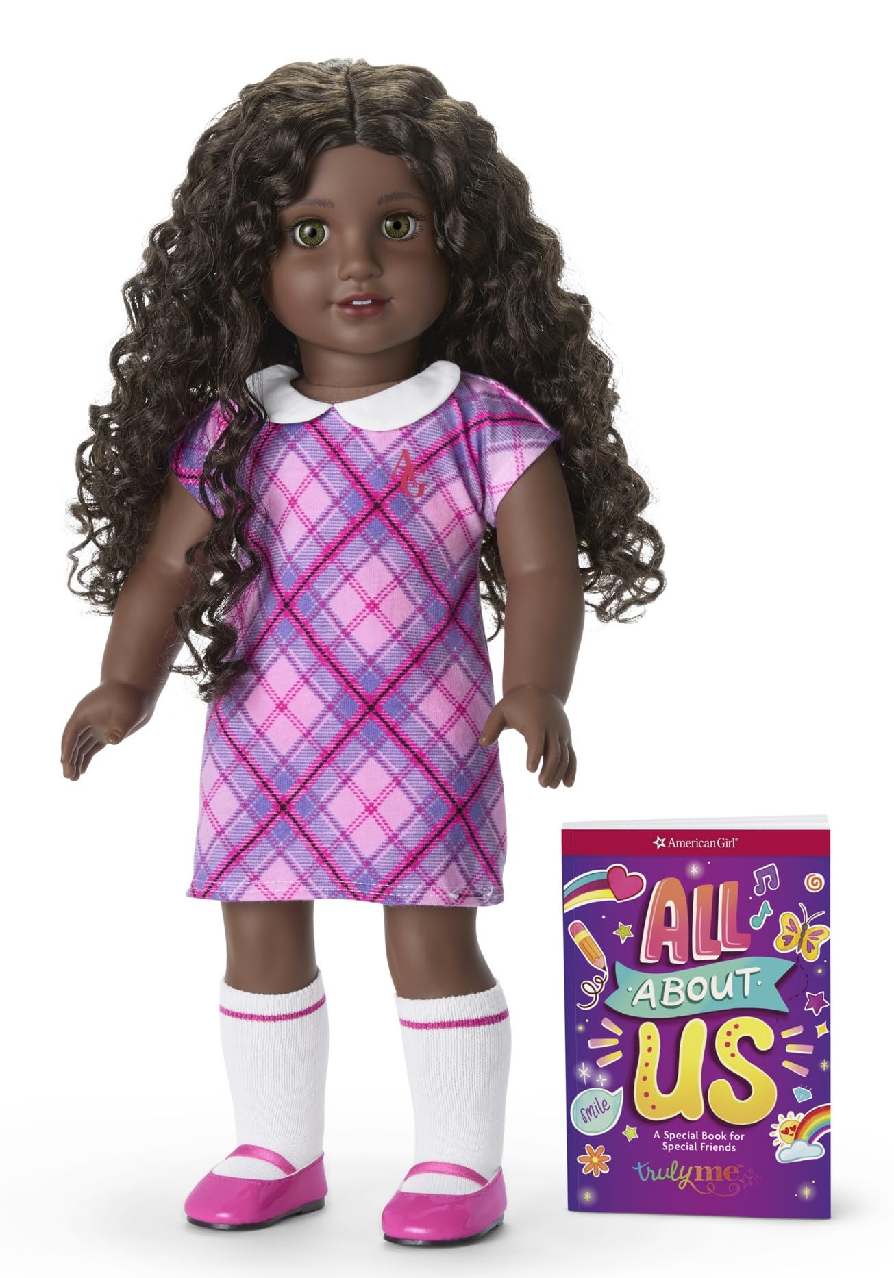 American Girl Truly Me 18-inch Doll #127 w/Hazel Eyes, Curly Dk-Brown Hair, Very Deep Skin & Neutral Undertones, for Ages 6+