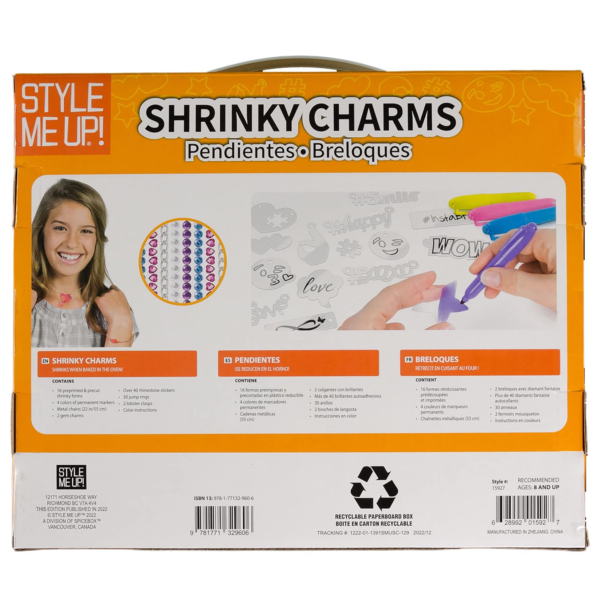 Style Me Up: Shrinky Charms, Kids Crafting, Create 16 Unique Charms and Accessories, Kit Promotes Creativity and Imagination in Kids, for Ages 8