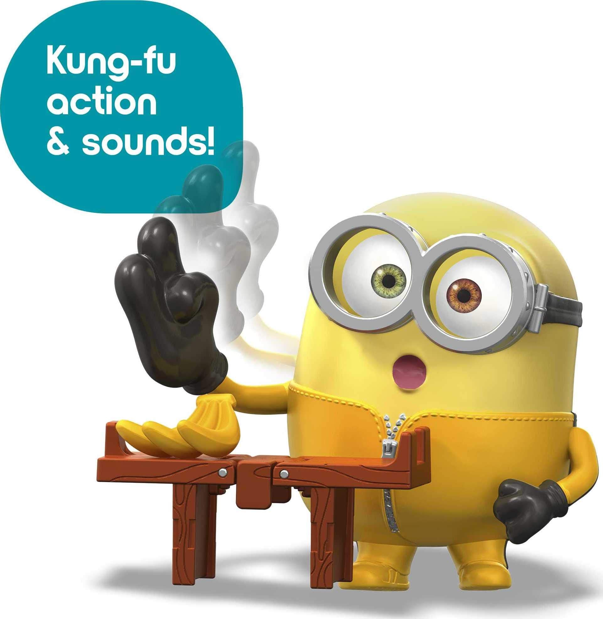 Minions: Loud 'n Rowdy Bob Talking Action Figure with Kung Fu Bench Toy, Kids Gift Ages 4 Years & Older