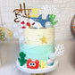 Under the Sea Cake Decorations Shark Cake Topper with Shark Figurines Crab Balls Starfish and Shells for Ocean Theme Birthday Party