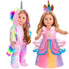WONDOLL American 2-Sets 18-inch Doll Clothes Set - Amazing Rainbow Unicorn Clothes with Hair Clip and Headband - Compatible with All 18 inch Dolls