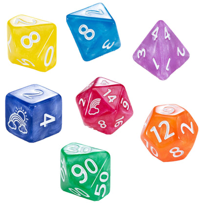 Gate Keeper Games & Dice Gate Keeper Games Mighty Tiny Dice: Rainbow Bits - 7 Piece RPG Dice Set, 12mm Resin Dice Set, Custom Logos on d20 and d6