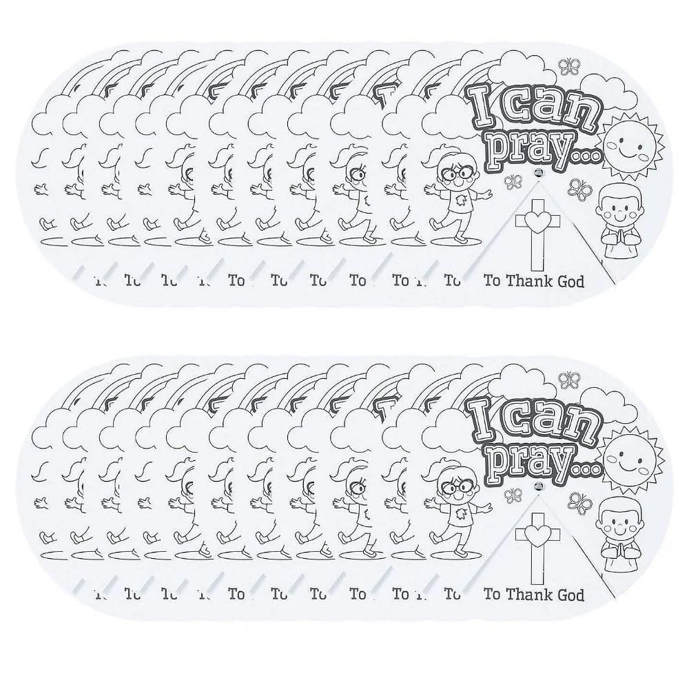 Fun Express 9" Color Your Own When Can I Pray Cardstock Wheels - Craft Kits for Kids - DIY Activity for Learning and Creativity - 12 Pieces