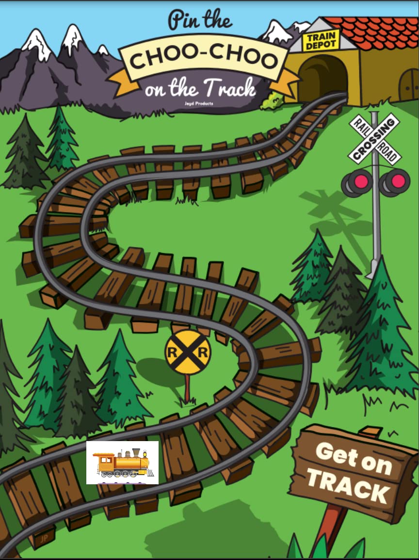 Jayd Products, Pin the Choo Choo on the Track, Train Theme Party Game 40 Stickers, 37 * 24in, X-Large Poster Train Birthday Party Activity