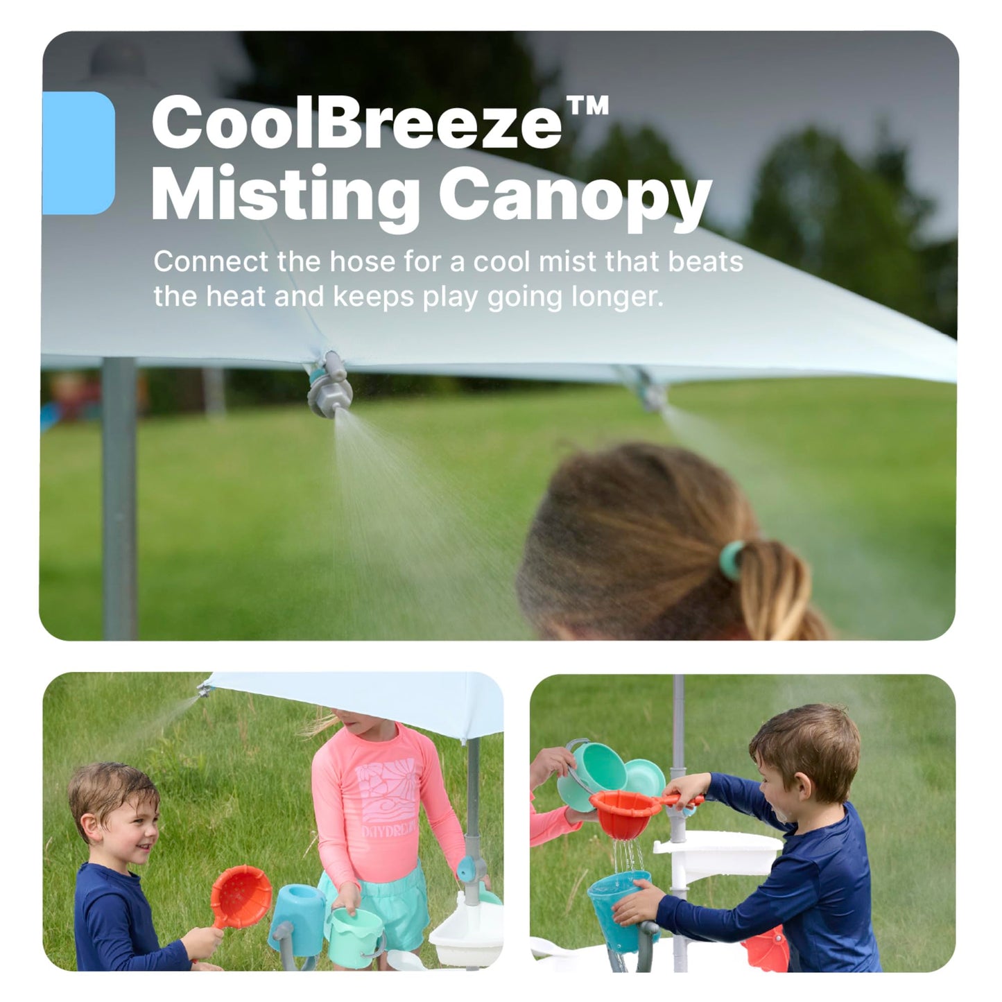 Step2 Sunshine Springs Splash Water Table with CoolBreeze Misting Canopy, Kids Outdoor Water Play Table with Umbrella for Toddlers and Preschoolers, 8