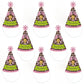 Big Dot of Happiness Pink Monkey Girl - Cone Happy Birthday Party Hats for Kids and Adults - Set of 8 (Standard Size)