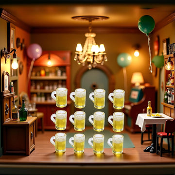 12Pcs Beer Cup, Miniature Cups, Dollhouse Mug Model for Miniature Dollhouse Accessories with Realistic Looking Beer Practical Processed Party