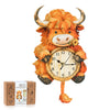 Rnfinewow 3D Puzzles for Adults, Highland Cow Clock Kit with Pendulum, 3D Wooden Puzzles Model Kit Home Decor DIY Wall Clock Highland Cow Puzzle