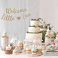 Pre-Strung Welcome Little One Banner - Gold Glitter Baby Shower Banner