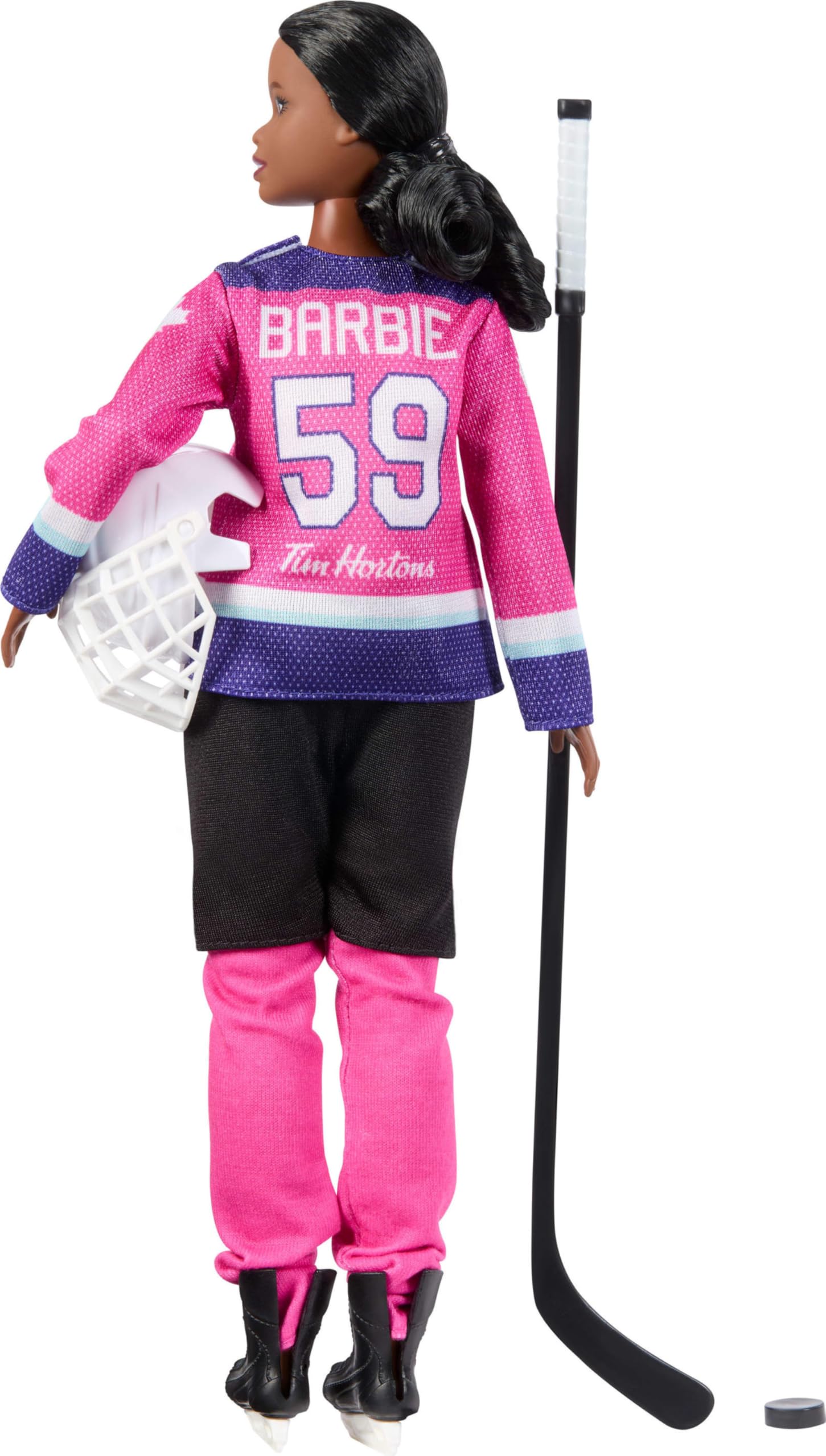 Barbie Tim Hortons PWHL 2025 Fashion Doll in Pink - Includes Hockey Stick, Puck, and Helmet