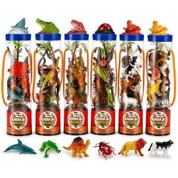 78PCS Mini Animal Figures Toys, 6 Pack Animal Figurines Collection with Dinosaur, Ocean, Farm, Wild Animal, Reptile & Insect Toys, Party Favors, Cake