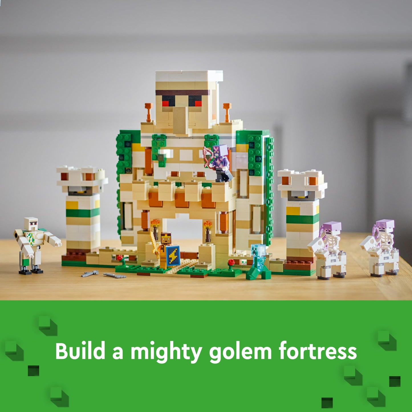 LEGO Minecraft The Iron Golem Fortress 21250 Building Toy Set, Playset Featuring a Crystal Knight and Golden Knight, A Fortress and a Giant Golem,