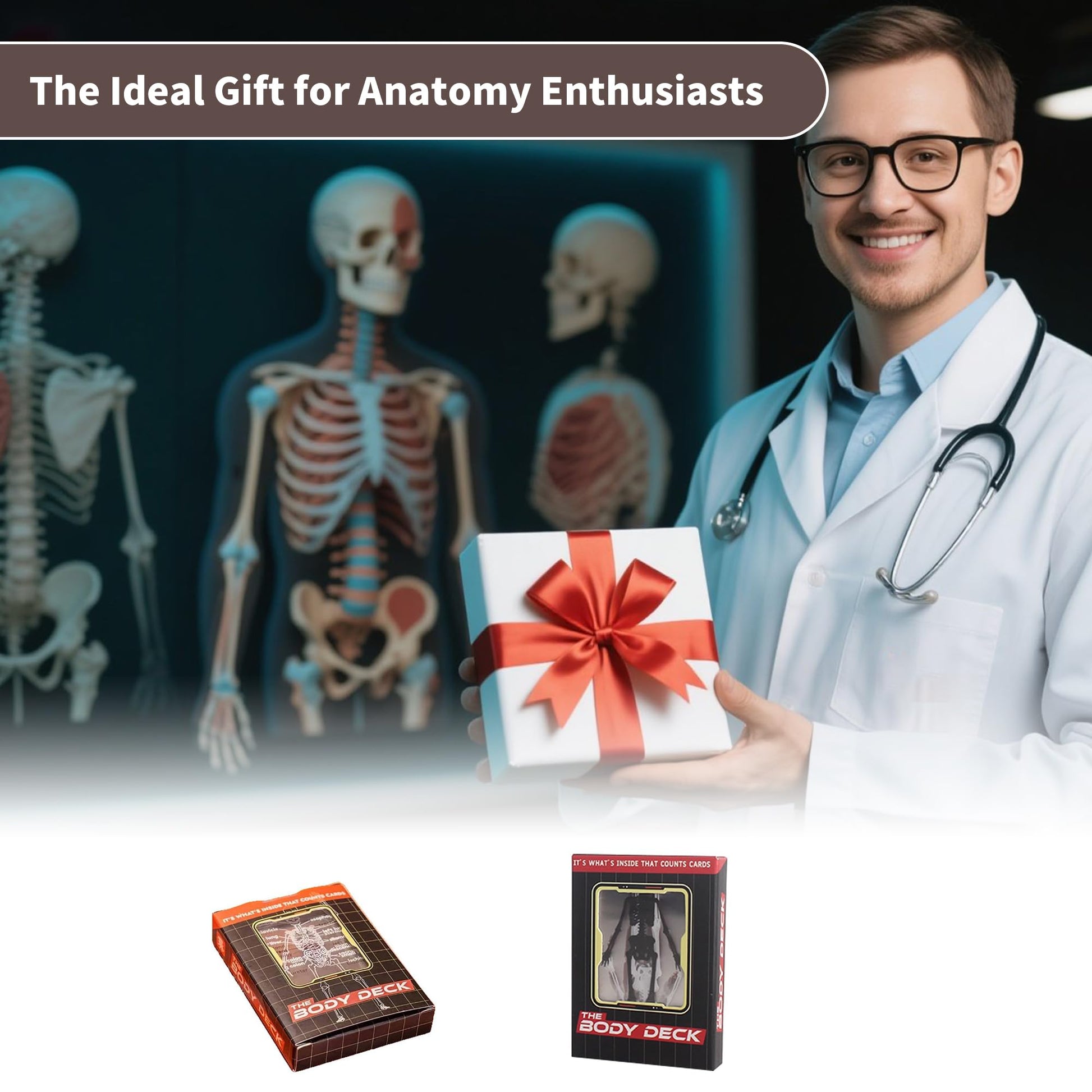The Body Deck- 3D Human Body Images Skeleton Waterproof Transparent Playing Cards clear Human Anatomy Playing Cards 2025 New Poker Cards Unique Gift