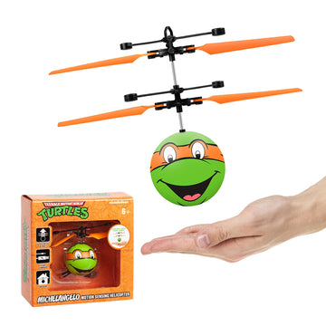 World Tech Toys Ninja Turtles Michelangelo Flying Toy - Motion Sensing Flying Ball with USB Charging - TMNT Licensed - Indoor/Outdoor Drone for Kids