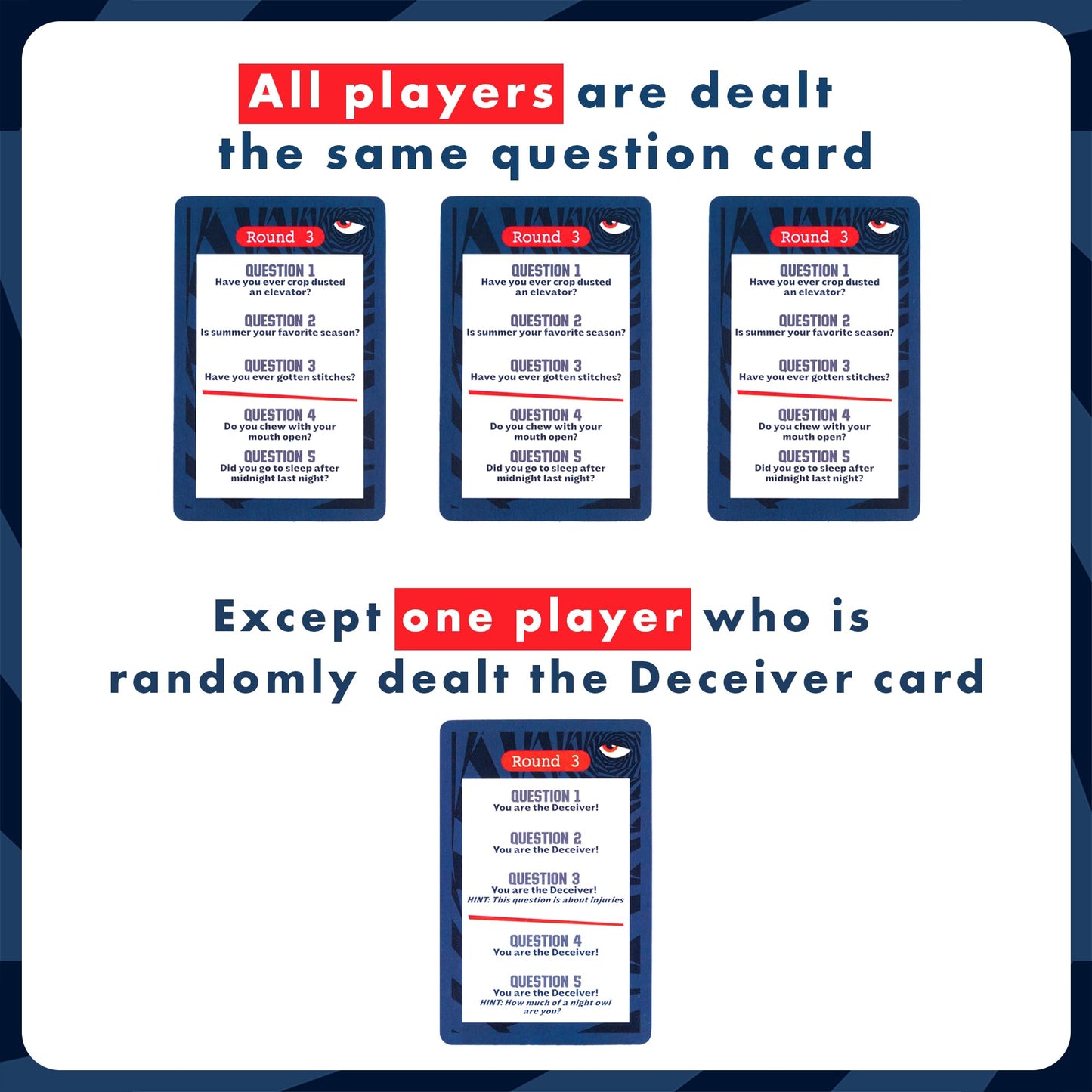 Deceiver: Social Deduction Party Game for Adults & Teens - Bluffing, Strategy & Personal Trivia for Family Game Night - Perfect for College Parties