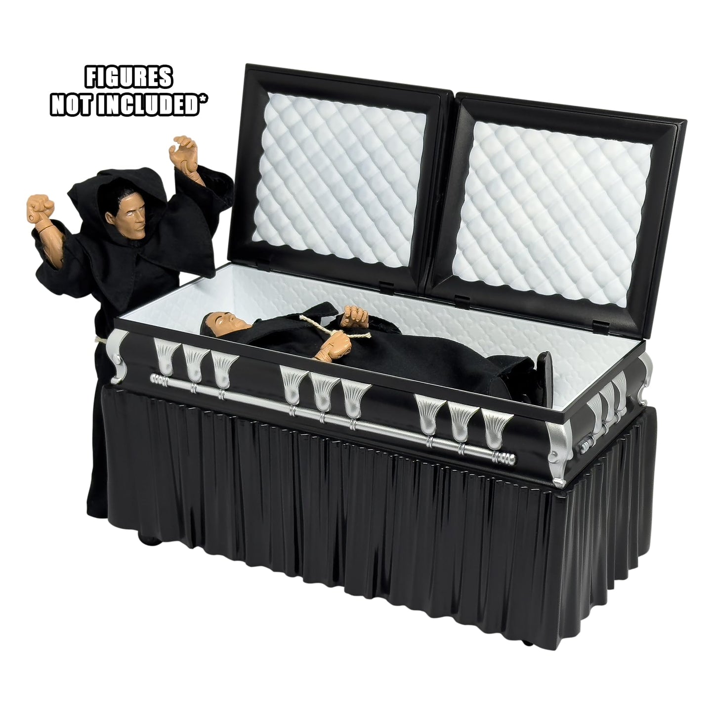 Deluxe Black Casket for Wrestling Action Figures with Removable Base