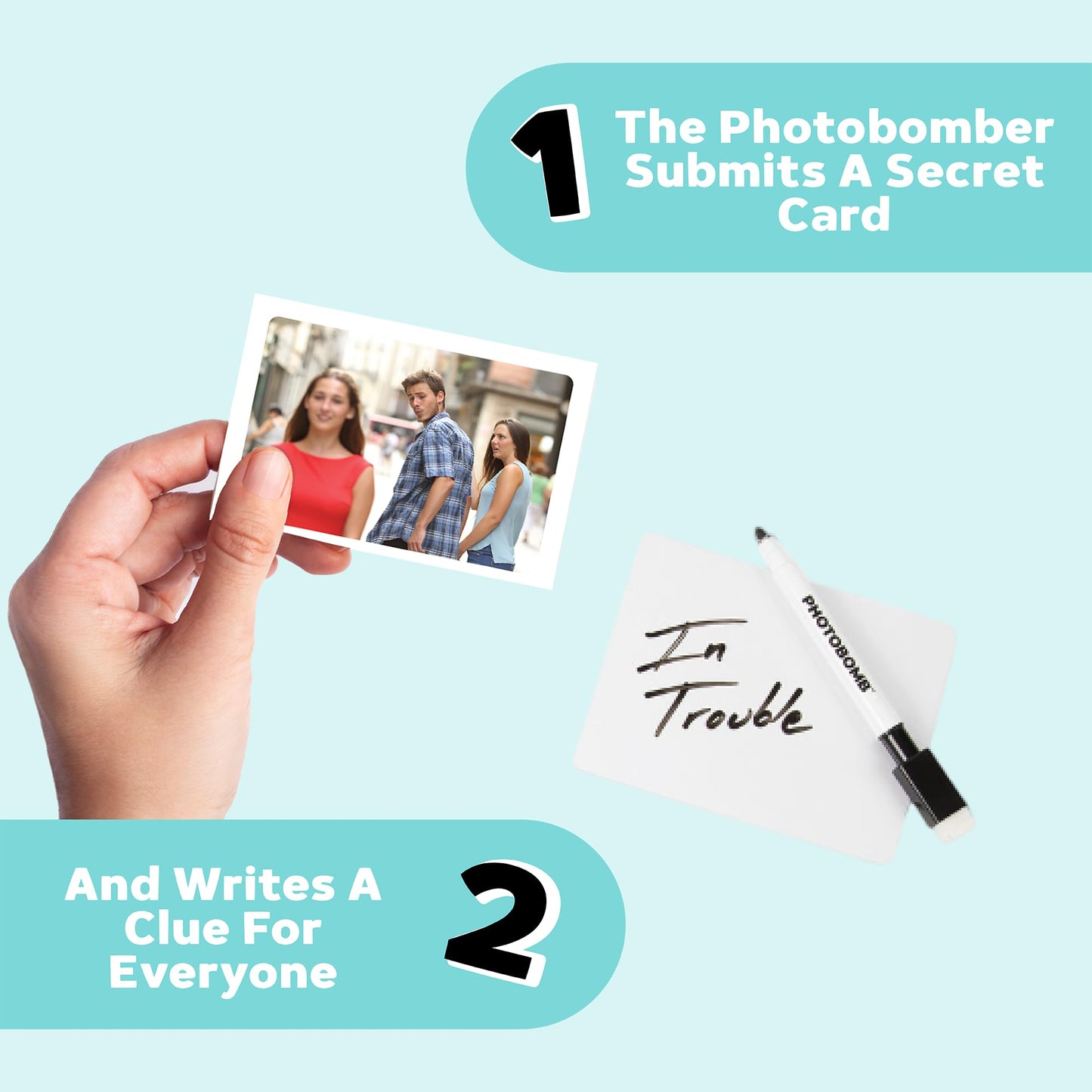 Photobomb A Meme Game of Hilarious Image Cards & Storytelling, 125 Picture Cards & 1 Board, Great for Game Night with Family or Friends, Fun Board