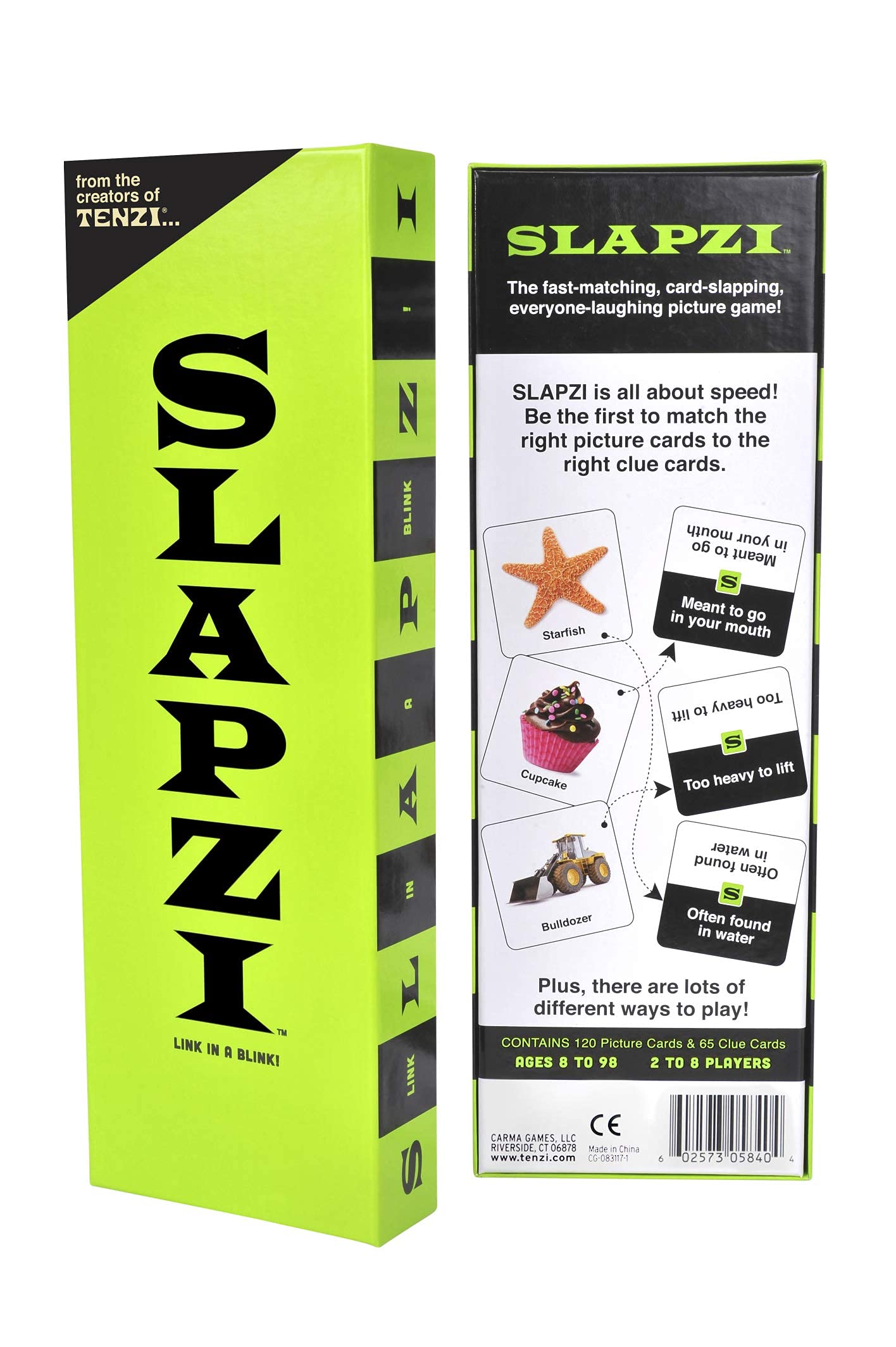 TENZI SLAPZI Full-Sized Edition - Includes 120 Picture Cards, 65 Clue Cards - The Quick Thinking and Fast Matching Card Game for All Ages - 2-8