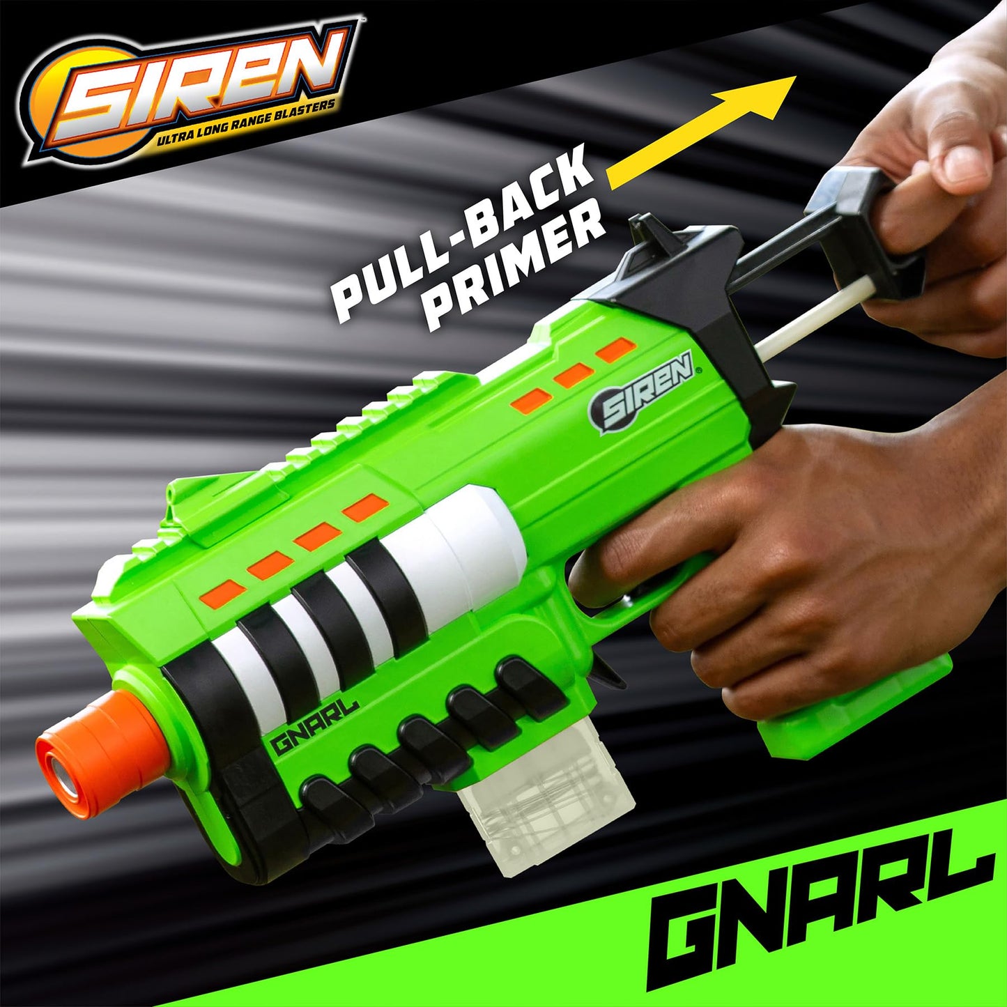 Siren Blasters Gnarl Ultra Long Range Blaster, Multi-Shot Compact Foam Dart Blaster, 5-Dart Magazine, 150 Ft Range, 150 FPS, Outdoor Games, Ages 14+