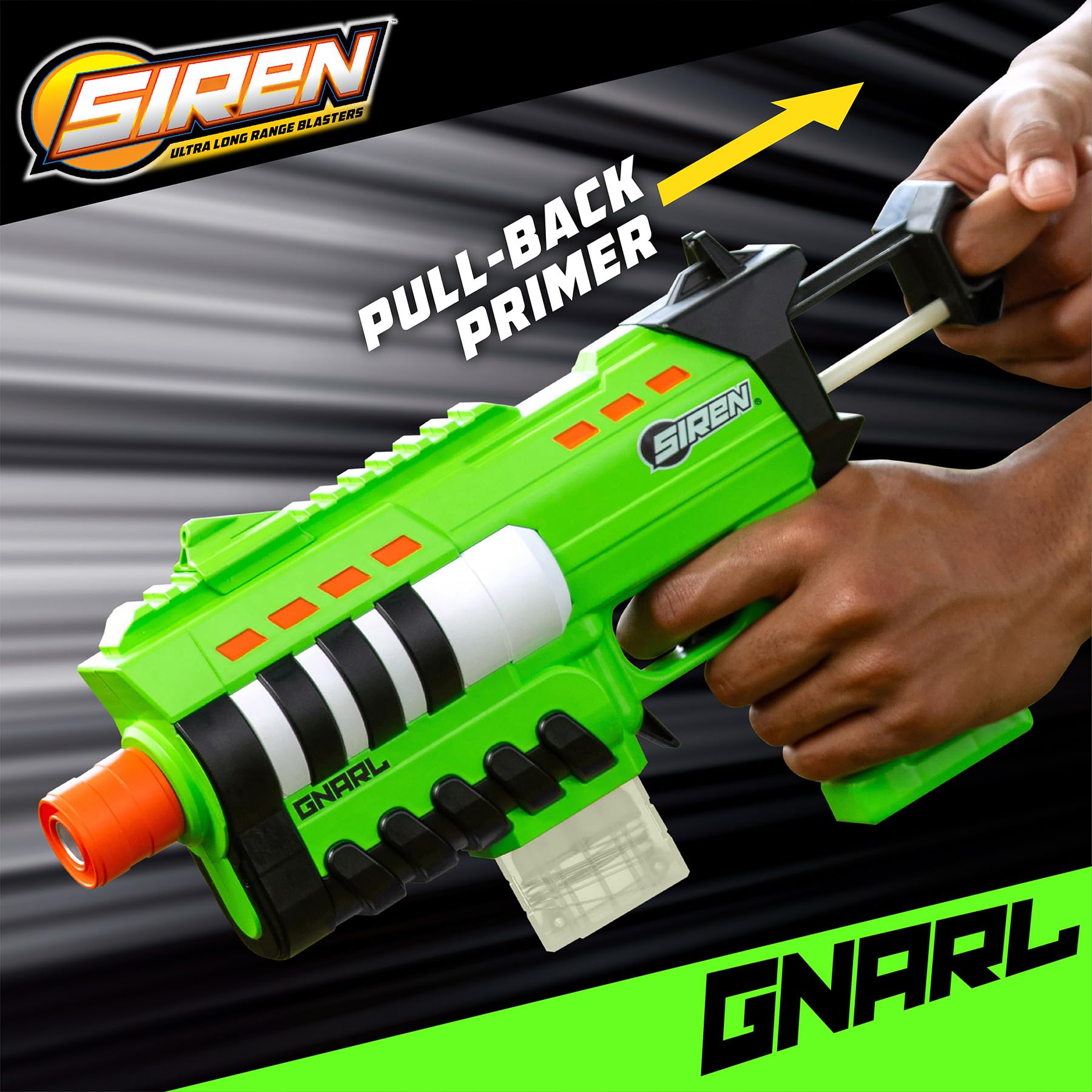 Siren Blasters Gnarl Ultra Long Range Blaster, Multi-Shot Compact Foam Dart Blaster, 5-Dart Magazine, 150 Ft Range, 150 FPS, Outdoor Games, Ages 14+