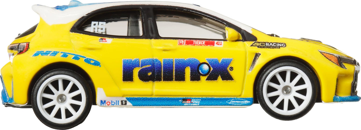 Hot Wheels Premium Car Culture Collectible Toy Car, 1:64 Scale Die-Cast Toyota Corolla GR, Slide Street Vehicle with Real Riders Tires