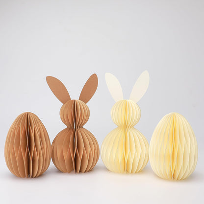 Easter Decorations, 4Pcs Easter Honeycomb DIY Table Centerpiece Set, Cute Table Centerpiece Decor for Easter Decors, Egg Hunt Supplies