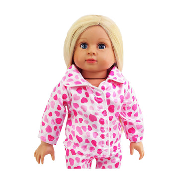 American Fashion World Pink Heart Pajamas for 18-Inch Dolls | Slippers Included | Premium Quality & Trendy Design