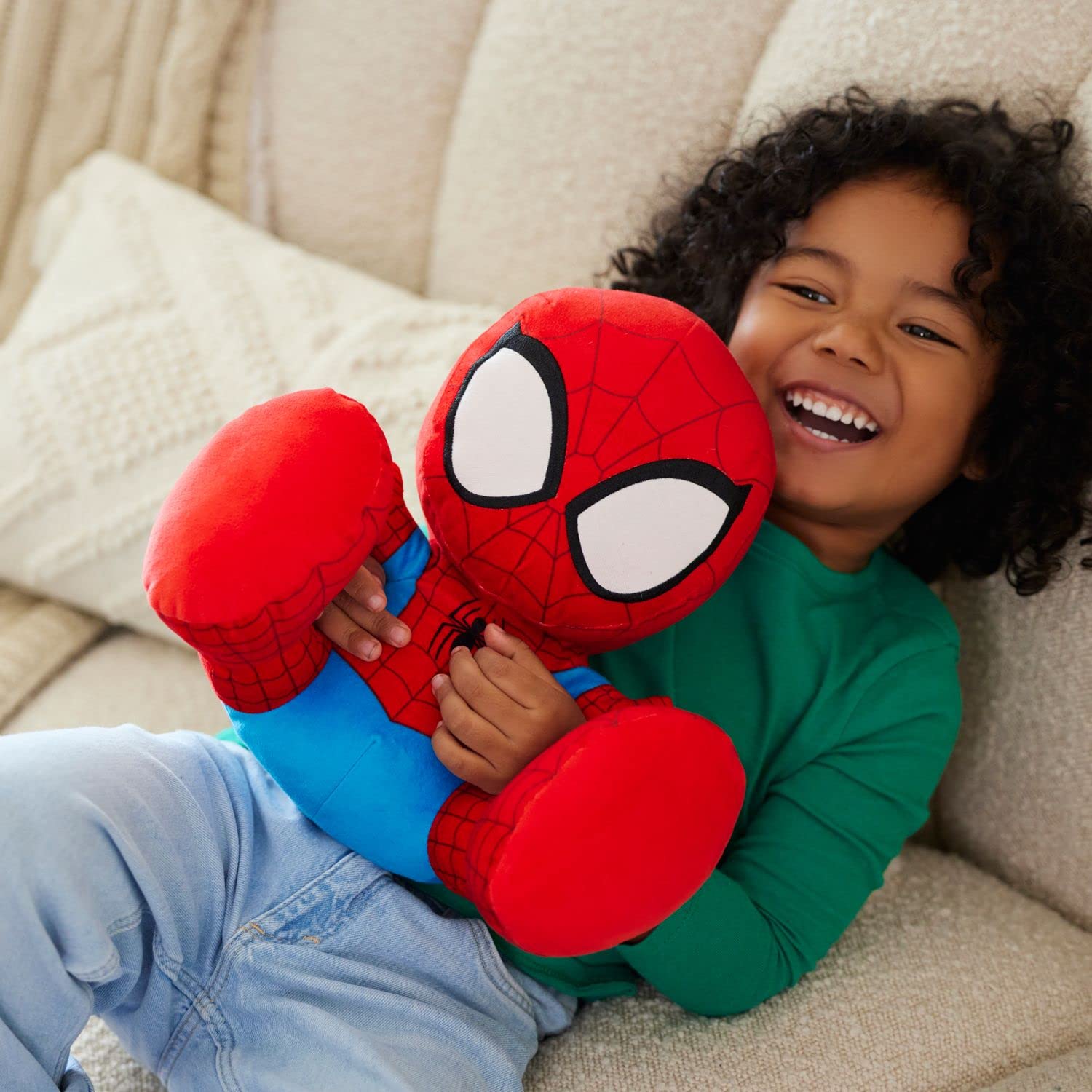 Disney Store Official Spider-Man Big Feet Plush - Spiderman Plush with Embroidered Features, Print Costume Details, Soft Fill, Oversized Feet - Marvel