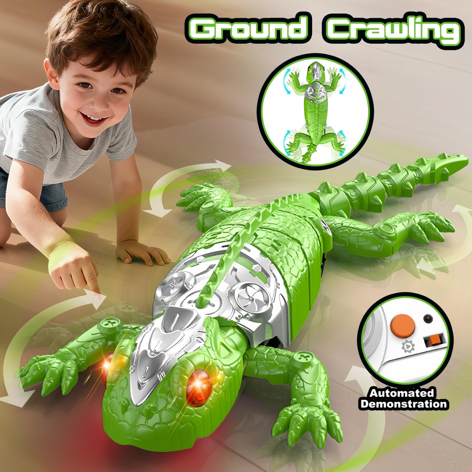 DOLGZIS 2026 Wall Crawler Gecko, Rechargeable Remote Control Robot Kids Toys, Gecko Wall Climbing Toy for Kids, Birthday, Easter, Christmas & Festival
