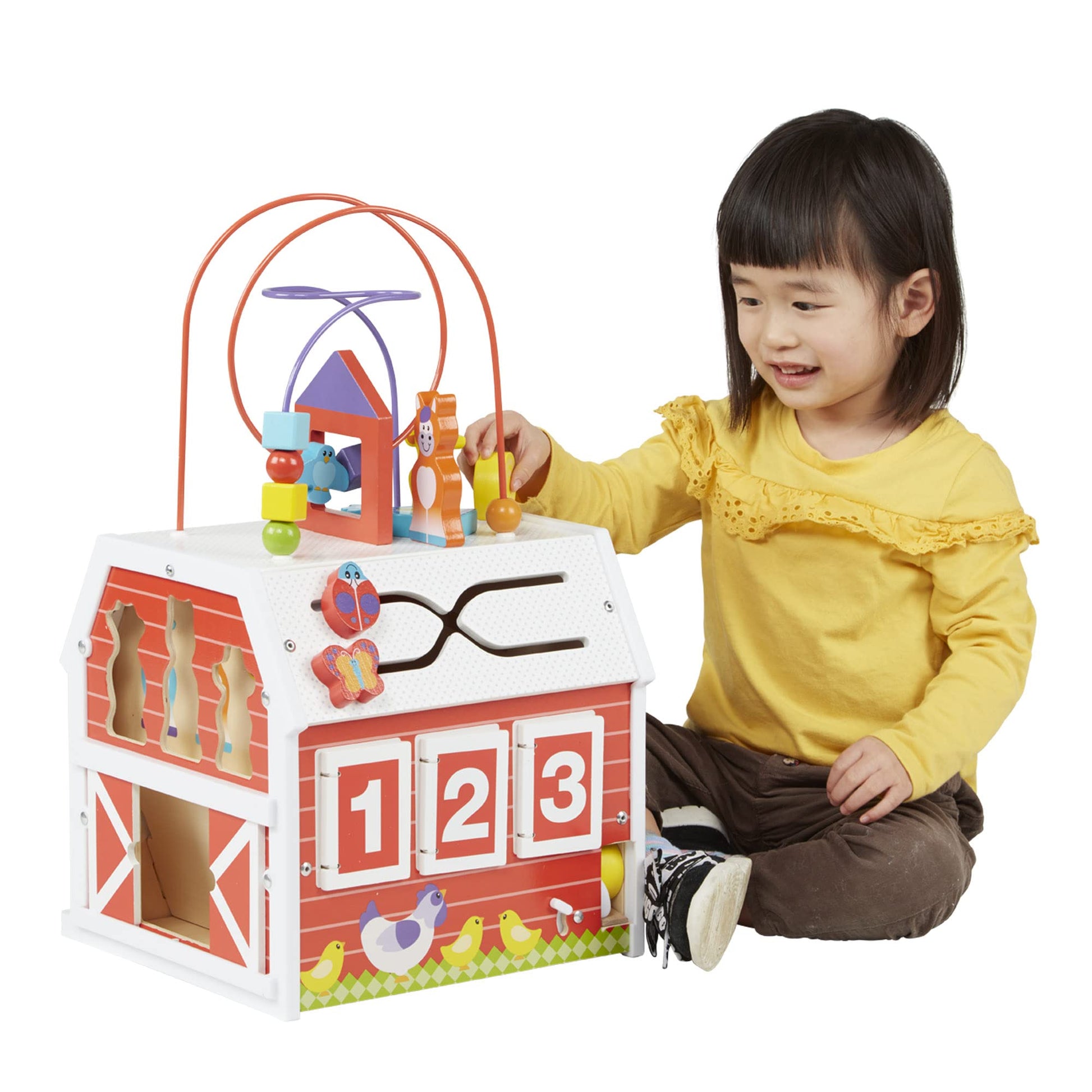 Melissa & Doug First Play Slide, Sort & Roll Wooden Activity Barn