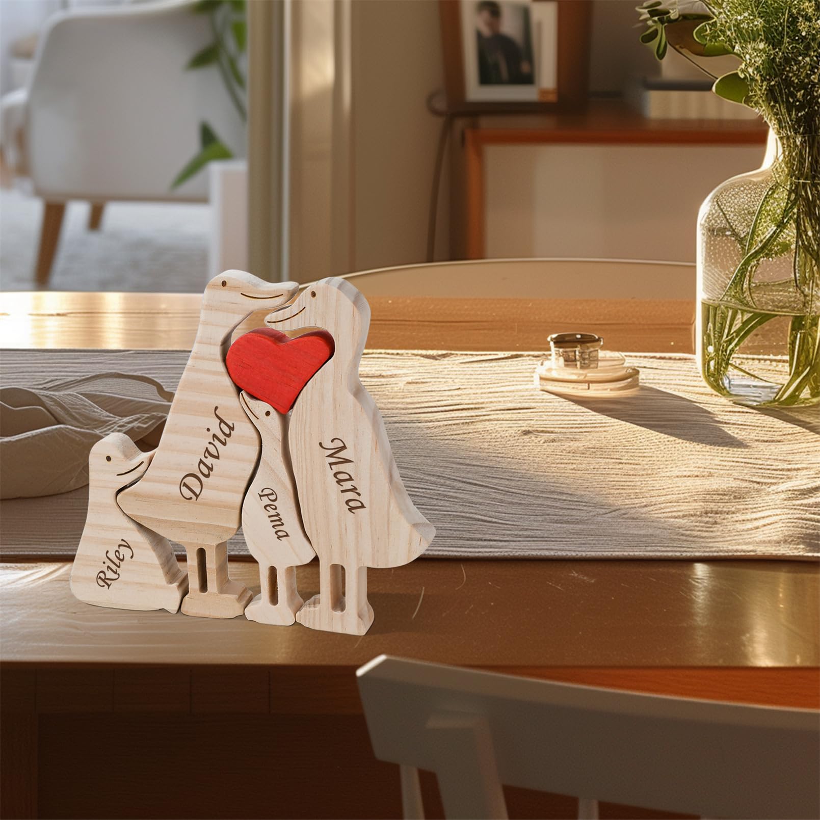 Gift for Mom Personalized Wooden Puzzle with 2-5 Names,Wooden Duck Puzzle,Customizable Wooden Puzzle for Home Decor and Thoughtful Gifts,Mother's Day