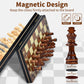 Aissom Magnetic Wooden Chess Set, 2 in 1 Chess Set, 15" Chess Set with Storage and 2 Extra Queens, Foldable for Parties and Family Activities, Travel