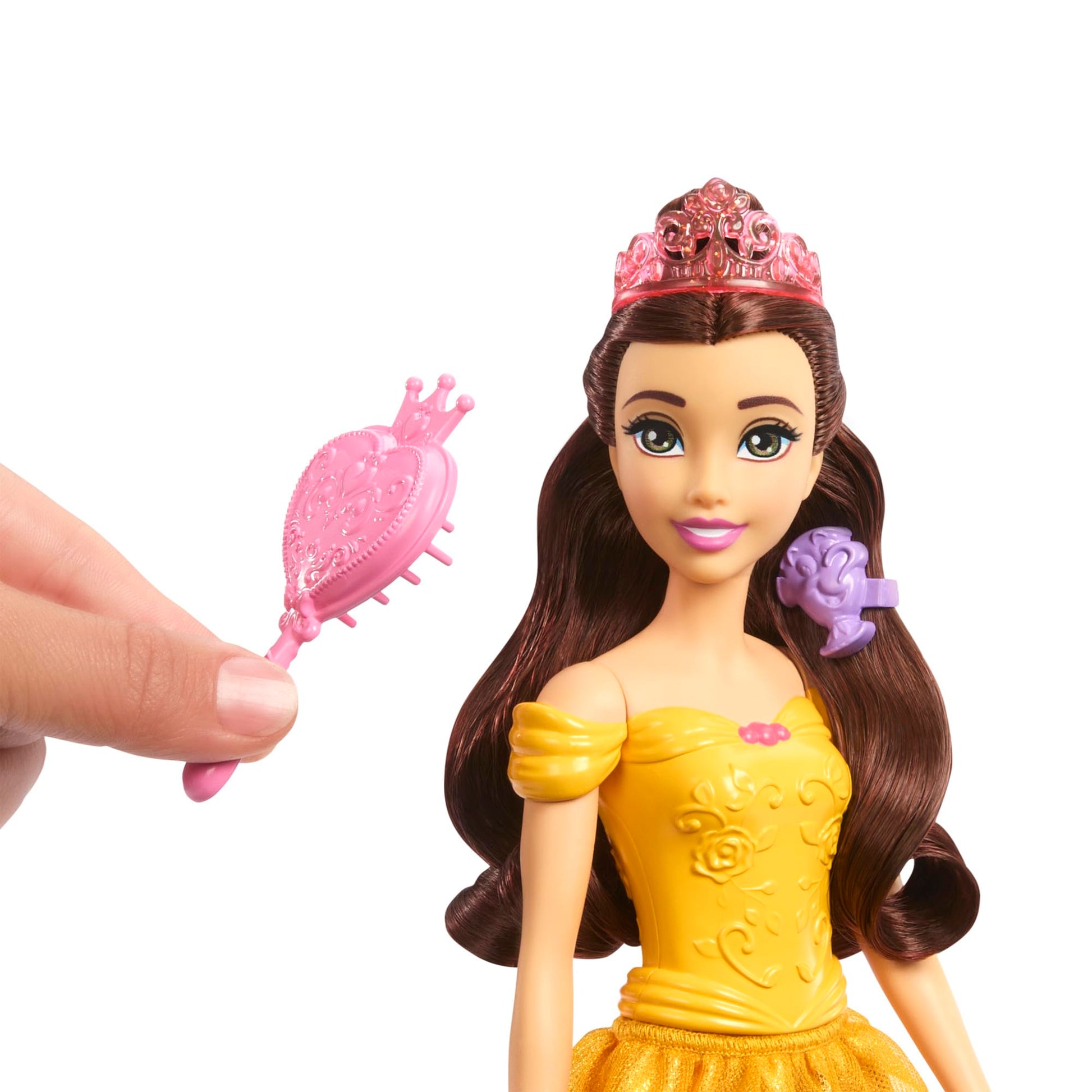 Mattel Disney Princess Toys, Belle Fashion Doll & Philippe Horse with Saddle, Brushable Mane & Tail & 4 Styling Accessories, Inspired by Movie