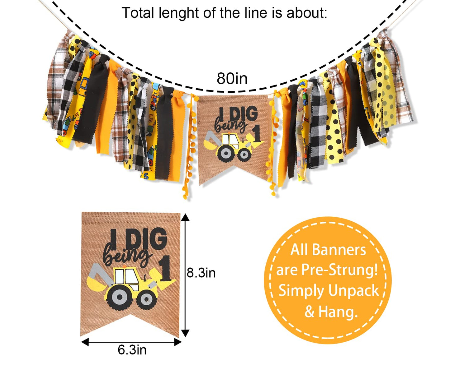 I Love Making High Chair Banner - Construction 1st Birthday Decorations, Construction One Highchair