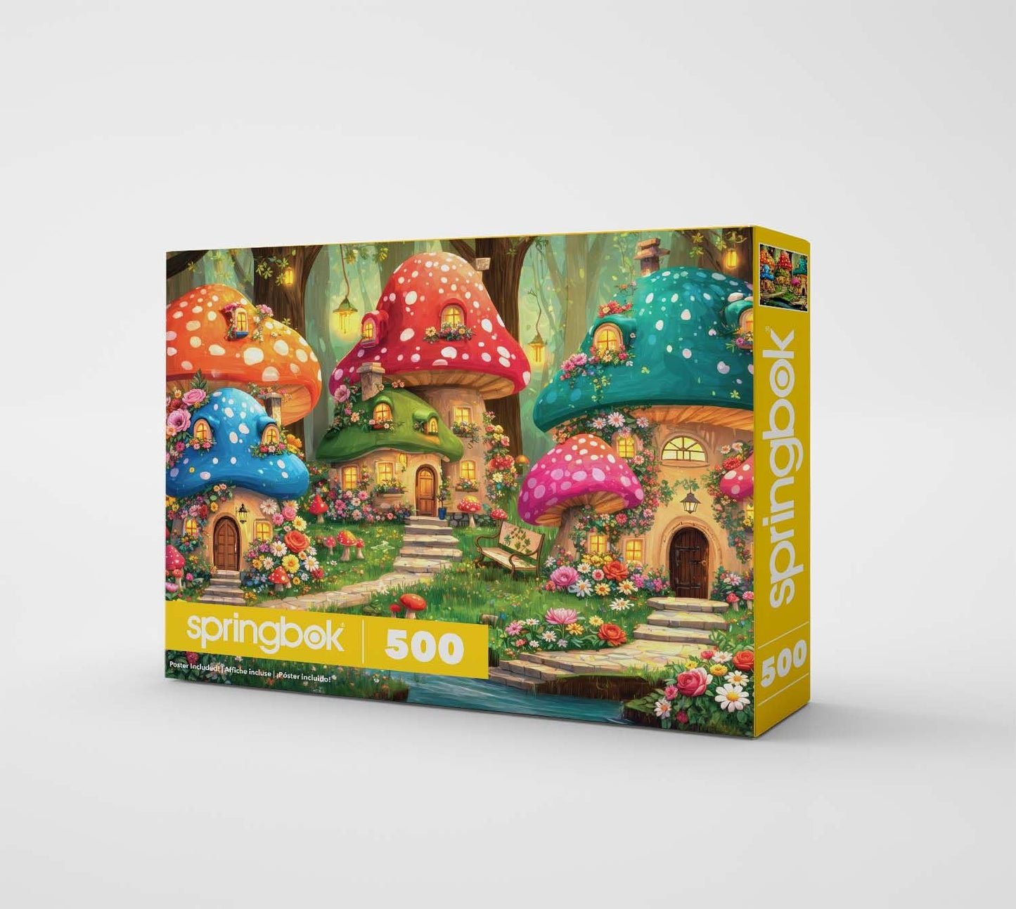 Springbok Magical Shroom Villa 500 Piece Jigsaw Puzzle for Adults - Whimsical Mushroom Cottage Fantasy Scene - Poster Now Included - Cozy Fairytale