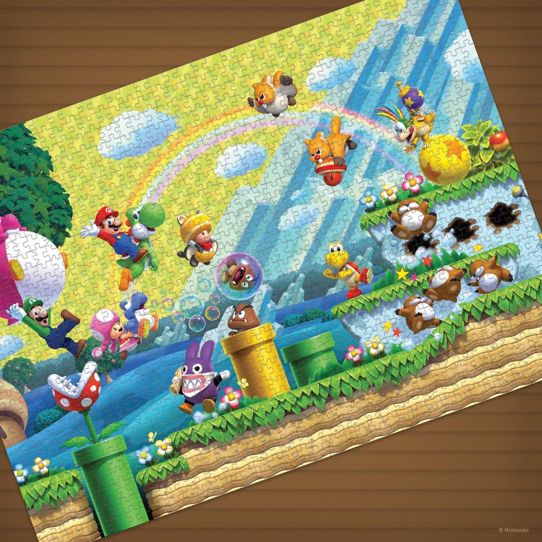 Super Mario “Chaos & Fun” 1,000 Piece Jigsaw Puzzle, Dimensions 19” x 27”, Collectible Puzzle Artwork Featuring Mario, Luigi, Nabbit and More!