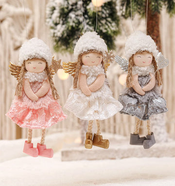 3pcs Christmas Angel Doll Decoration, Christmas Tree Hanging Ornaments, Thanksgiving Day Birthday Gifts, New Year Fairy Presents, Home Party Kids