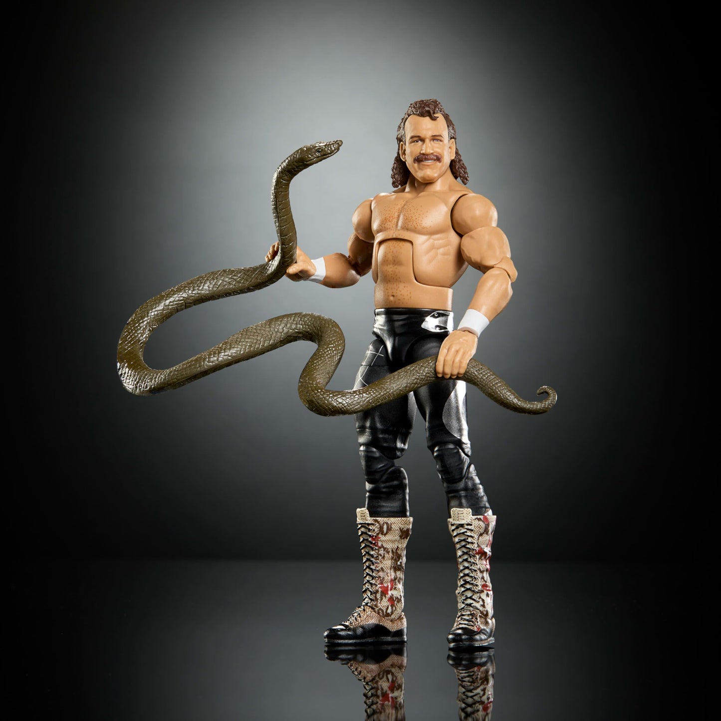 Mattel WWE Elite Collection Action Figure & Accessories, Premium Live Event Jake “The Snake” Roberts Set, Wrestlemania with Sam Roberts Build-A-Figure