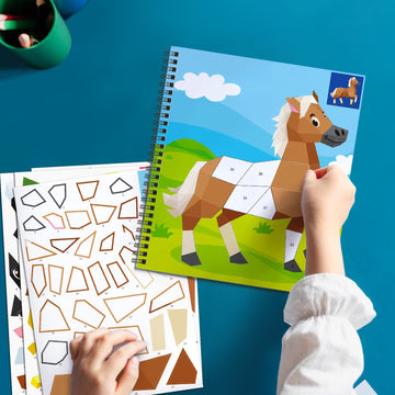 TBEEJ 2PCS Sticker Books for Kids Ages 4-8 Animal Themed Designs Party Gift Create 20 Pictures