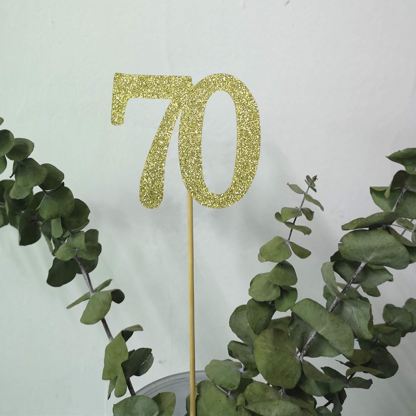 Pack of 10 Gold Glitter 70th Birthday Centerpiece Sticks Number 70 Table Topper Age Letter Decorations