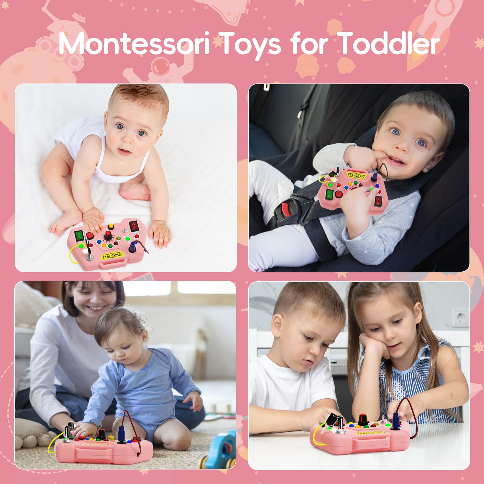 Toddler Busy Board With LED Light - Baby Game Sensory Toy,Light Switches Montessori Toy for 3 Year Old?Kids Educational Learning Activities
