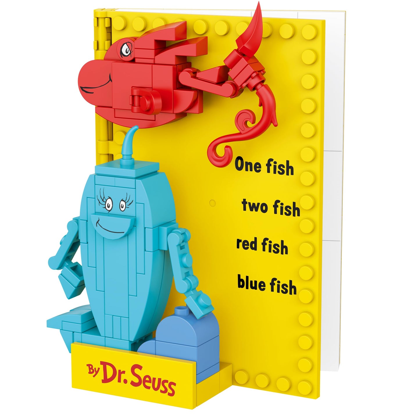 Brickcraft Dr. Seuss One Fish Two Fish Red Fish Blue Fish Building Set (110 Pieces) - Christmas for Kids & Adults, Book Display, Includes Sticker