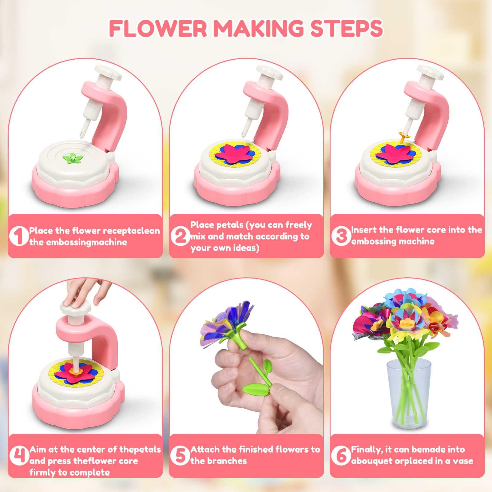 Arts Crafts For Kids Ages 4-8?5 6 7 8 9 10 year old Girl Birthday Gift Ideas,christmas stocking stuffers Creative Craft Diy Fabric Flower Bouquets