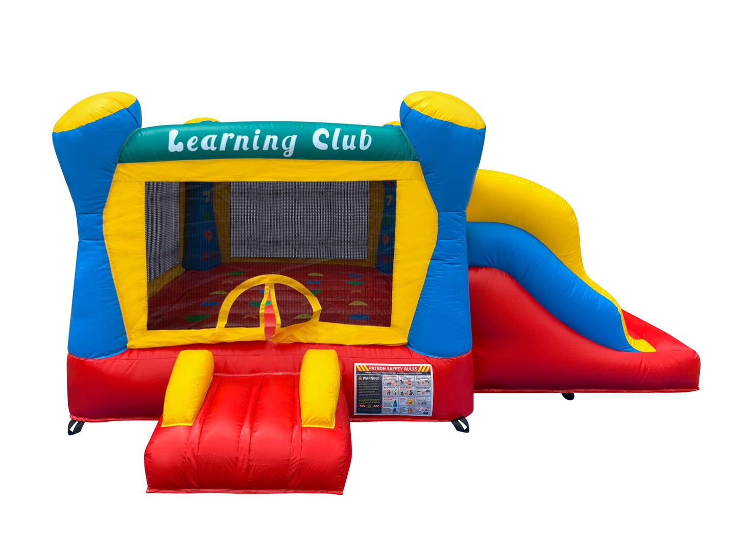 Hullaballoo Learning Club Commercial Inflatable Bounce and Slide Combo, Educational Kids Jump 'n Slide Bounce House with Blower Included and 2 Sliding