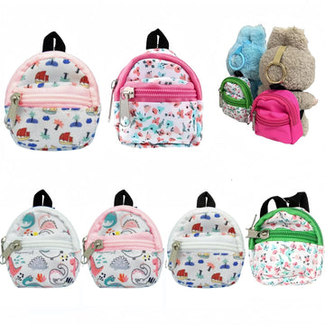 PanniOhye 6PCS Mini Doll Backpack for 15cm/17cm Vinyl Dolls - Blind Box Accessories, Multi-Color, Holds Small Items (Pattern)