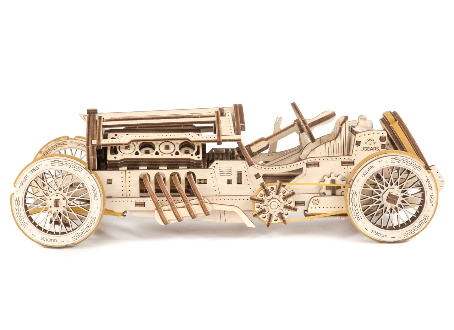 UGears Mechanical Models 3-D Wooden Puzzle - Mechanical U-9 Grand Prix Car Idea