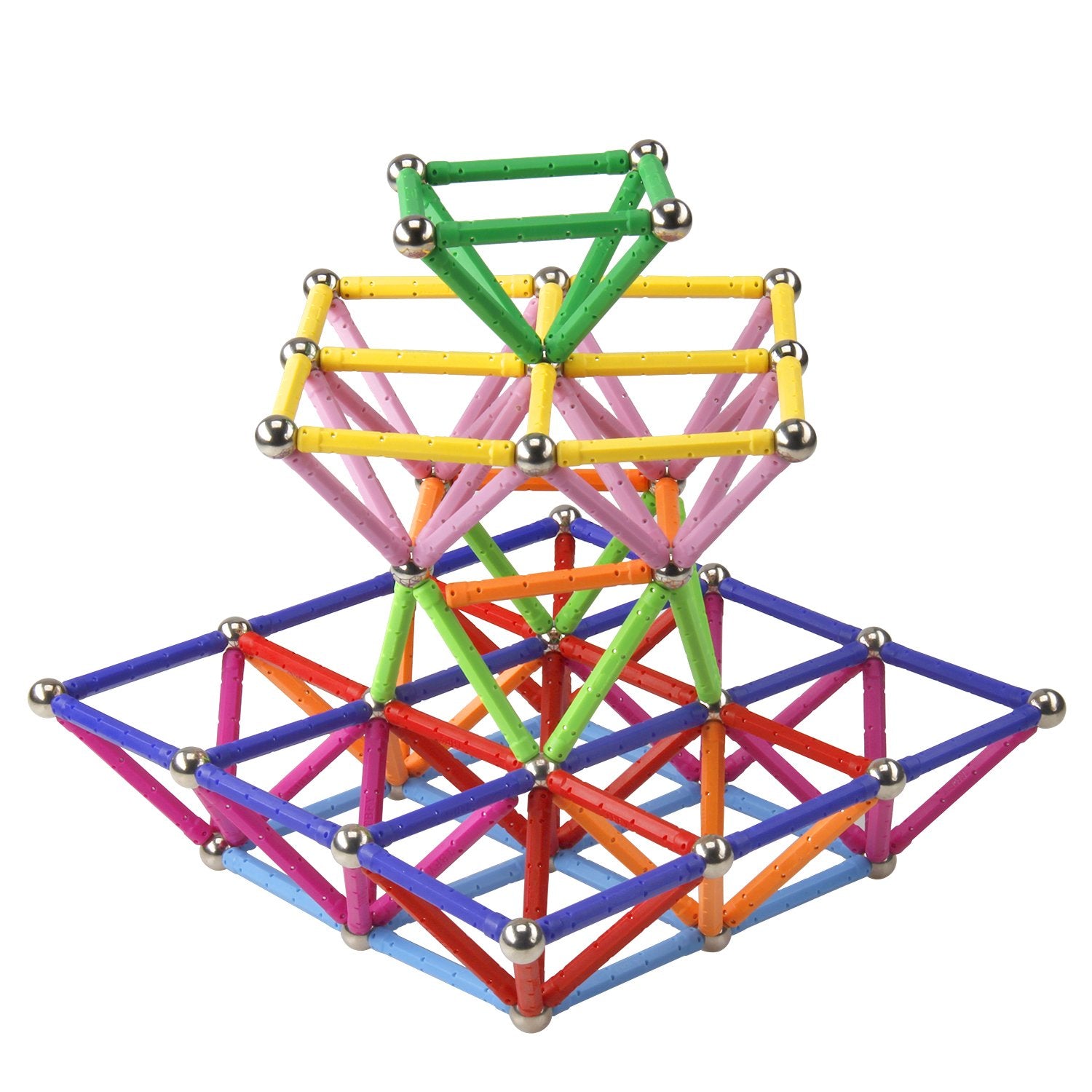 MONILON 160 Pcs Magnet Building Sticks Kids Toys, Lengthen Magnetic Construction Building Blocks Set 3D Brain Training Learning Educational DIY STEM