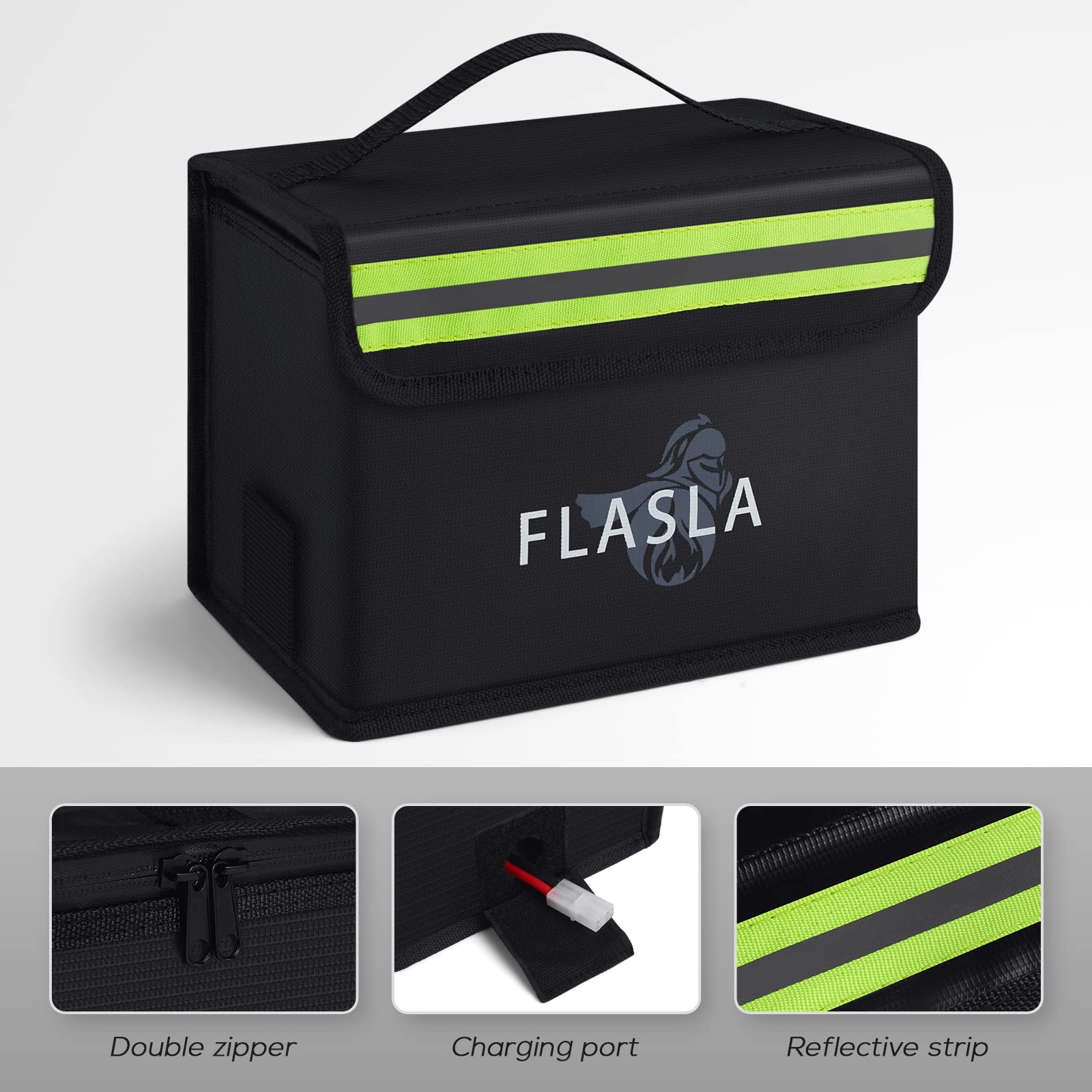 FLASLD Lipo Battery Safe Bag Fireproof Explosionproof Bag for Charge & Storage, RC Lipo Guard Pouch with Large Capacity (8.6 x 6.7 x 5.9 in)