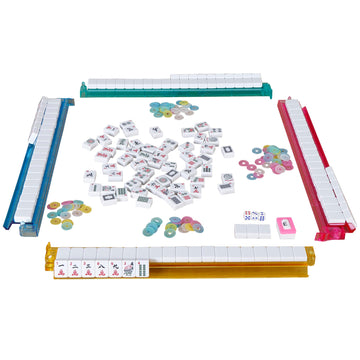 LEMY 166 Tiles American Mahjong Set w/Soft Carrying Bag - Classic Full Size Complete Mah Jongg Set - 4 Colored All-in-One Racks/Pushers - Rules