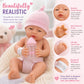 JC Toys 17" Realistic Newborn Baby Girl Doll - Made in Spain, Soft Vinyl Body with Accessories, Dressed in Pink
